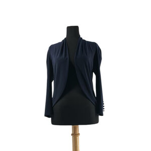 Joseph Ribkoff Midnight Blue Button Sleeve Bolero Hi Lo Jacket Size 4